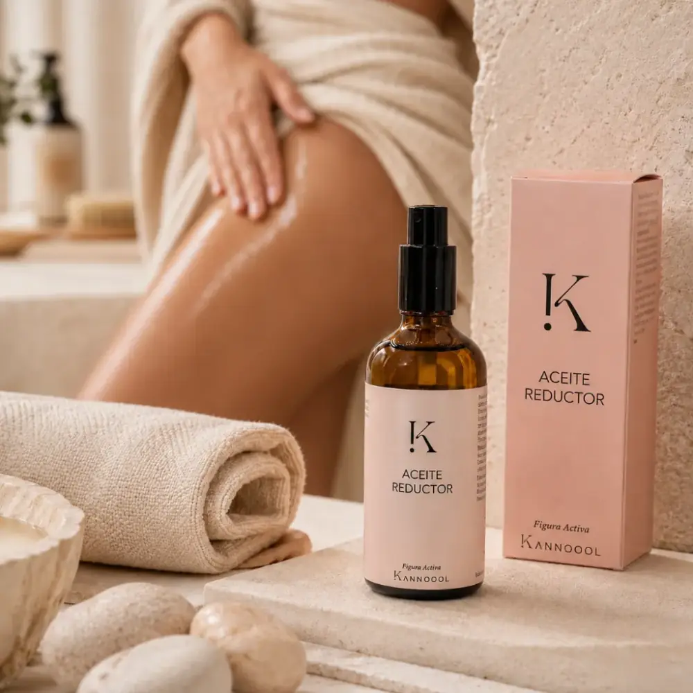 Aceite Reductor de Kannodol para el masaje corporal diario, aspecto reafirmante y sensación de ligereza
