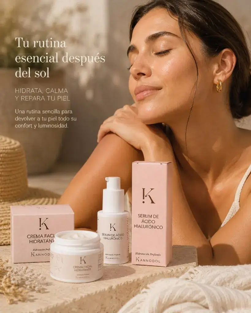 Rutina facial de verano Kannodol: Crema Facial Hidratante y Sérum Facial Ácido Hialurónico